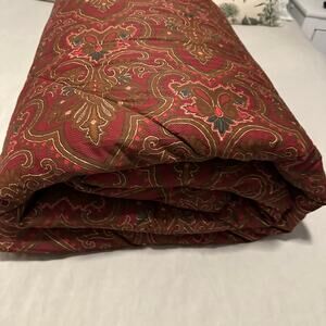 Vintage Ralph Lauren Abenhall Full Queen Comforter Reversible Red Gold Paisley